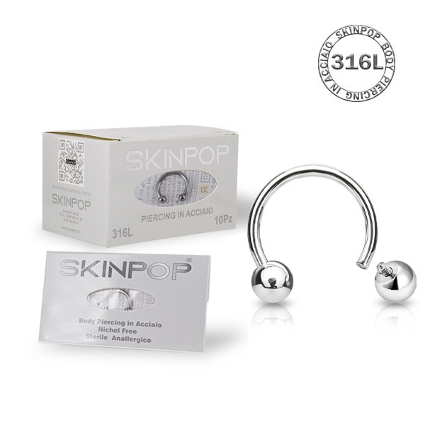 	Circular Barbell Skinpop 1.6-8-4 in Acciaio 316L sterile Filettatura Interna CONF. 05 PZ