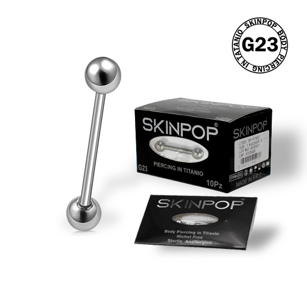 Barbell SKINPOP 1.2 x 8 x 3 in Titanio G23 Sterile Conf. 10 pz