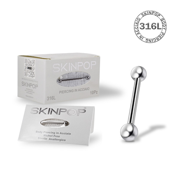 	Barbell SKINPOP 1.2 x 14 x 3 in Acciaio 316L Sterile Conf.10 pz