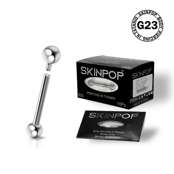 Barbell Titanio G-23 sterili Skinpop 1.2-08-3 Filettatura Interna  Conf.01 PZ