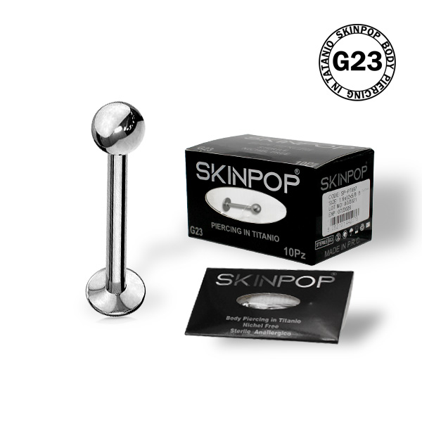 	Labret SKINPOP 12 x 8 x 3 in Titanio G23 Sterile con Cristalli Conf. 1 pz