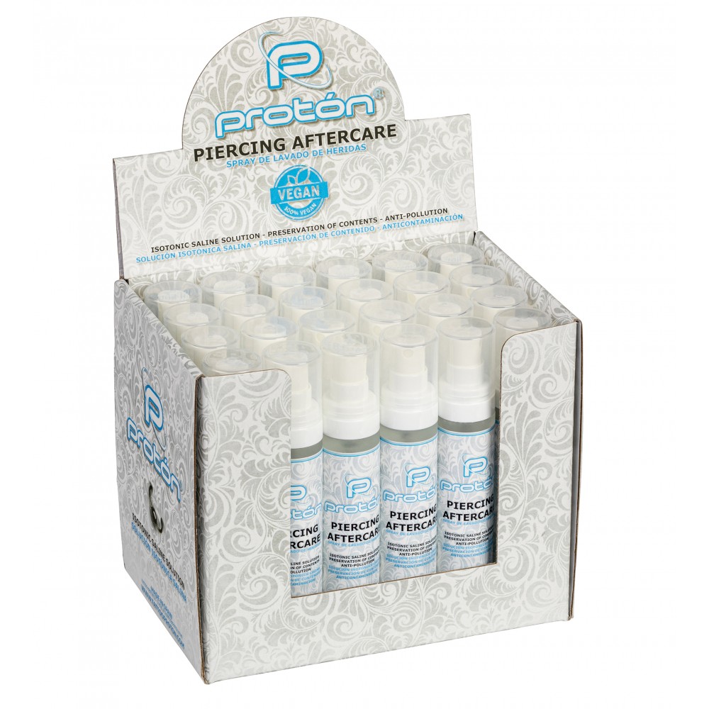 Proton Piercing Aftercare - Soluzione salina isotonica - Sistema Airless - 50 ml - 1,69 Oz. Pack 24 pezzi.