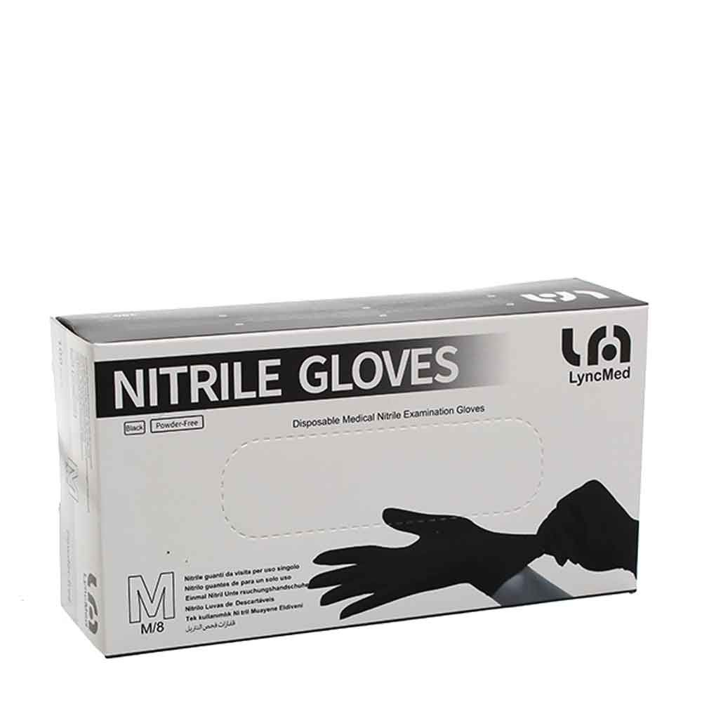 GUANTI NITRILE MEDICALI MONOUSO LYNCMED NERI TAGLIA M Conf.100 pz