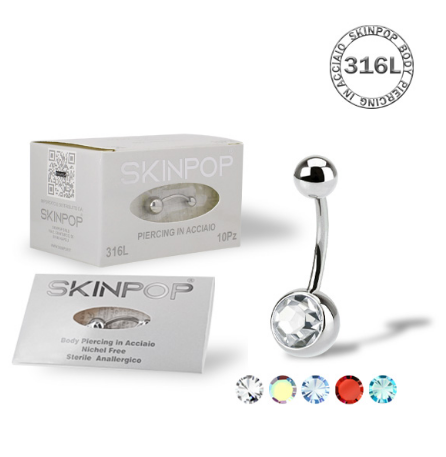 Gioielleria Piercing Bananabell in Acciaio Chirurgico 316L Skinpop16 x 12 x 5/8 conf. 10 pz Con Zircone Boreale