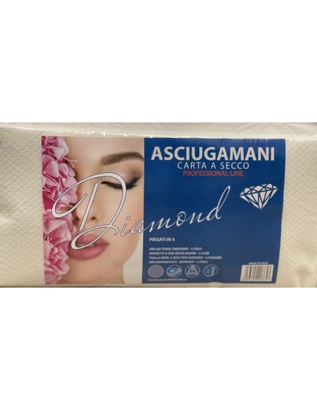 Asciugamani carta a secco professional line DIAMOND piegati in 4 pezzi 50 Conf. da 10 pachetti 