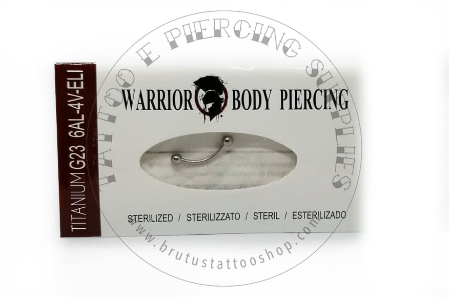 Curved Eyebrow Barbell Warrior in Titanio 1.2 x 10 x 3